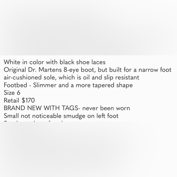 COPY - Doc Martens 1460 SMOOTH LEATHER LACE UP BOOTS, white size 6 - Picture 14 of 14